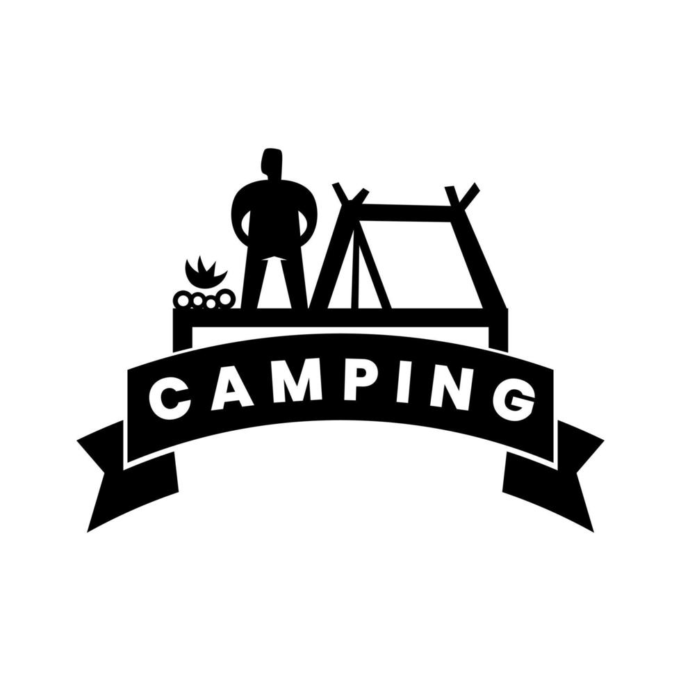 Silhouette camping logo design template vector