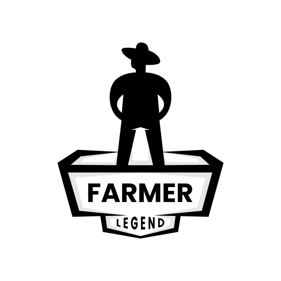 plantilla de diseño de logotipo de agricultor de leyenda de silueta vector