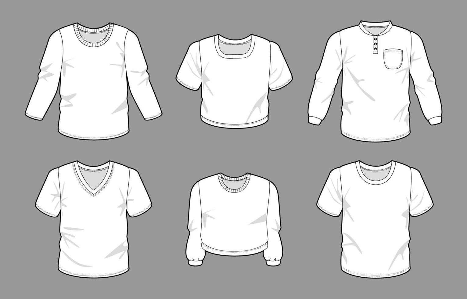 T Shirt Mock Up with Alternative Collars vector