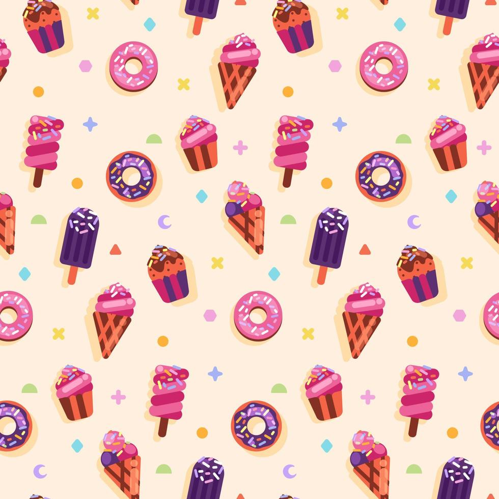 Sweet Dessert Seamless Pattern vector