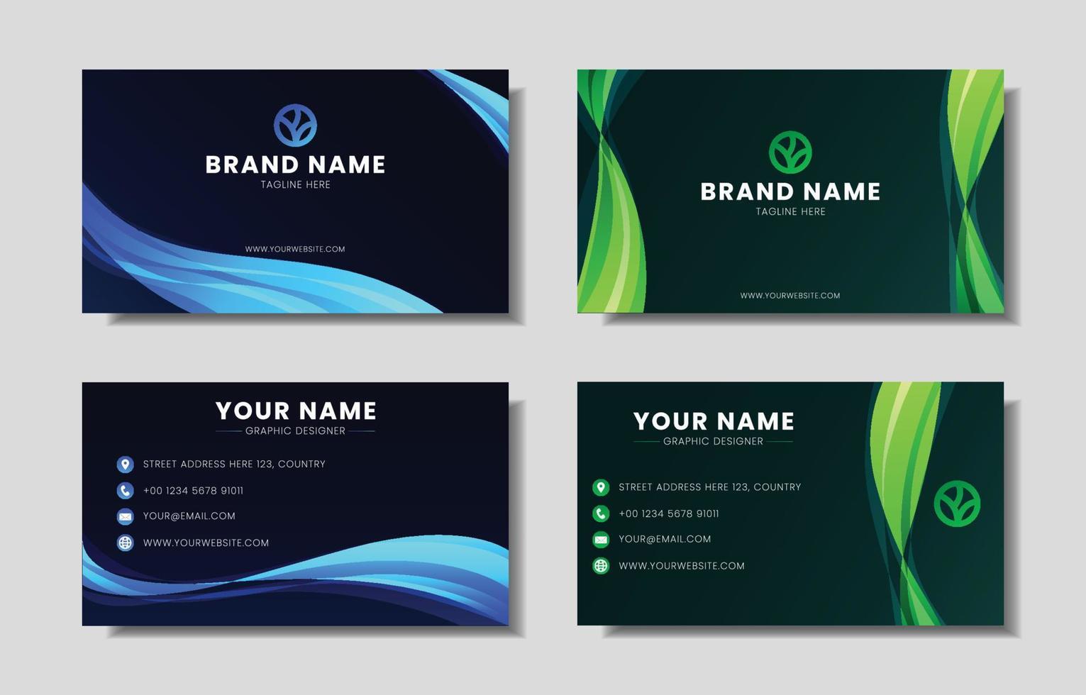 Business Card in Blue and Green vector