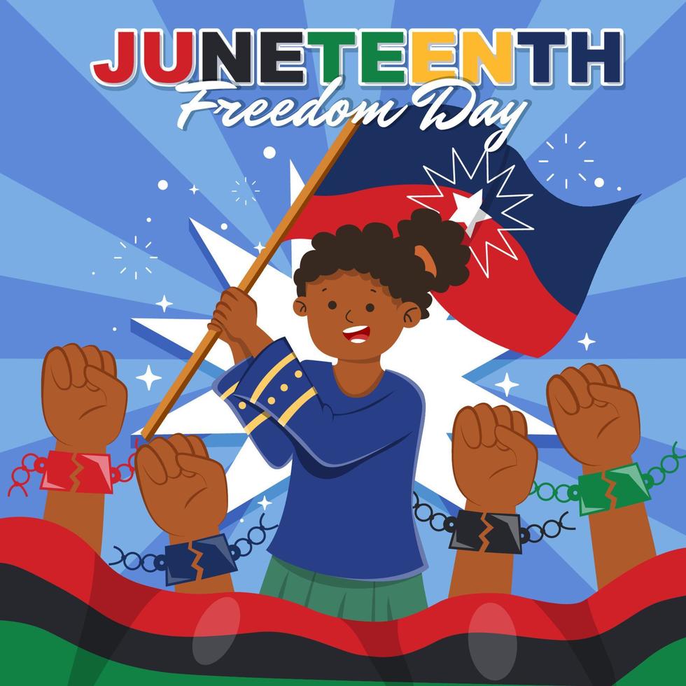 A Girl Celebrating Juneteenth Freedom Day vector