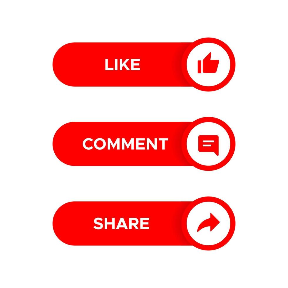 Like, Comment, and Share Icon Vector in Bar Button