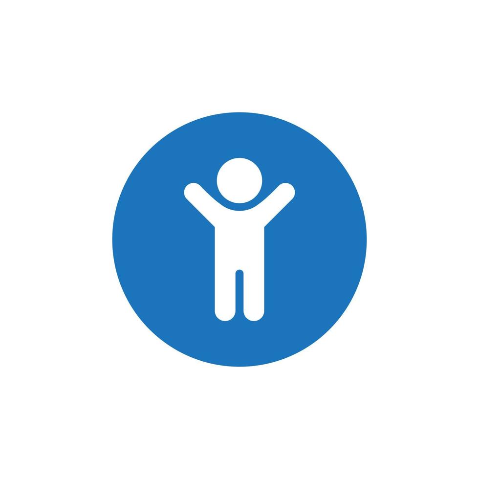 Child Raises Hands Up Icon Vector in Circle Shape