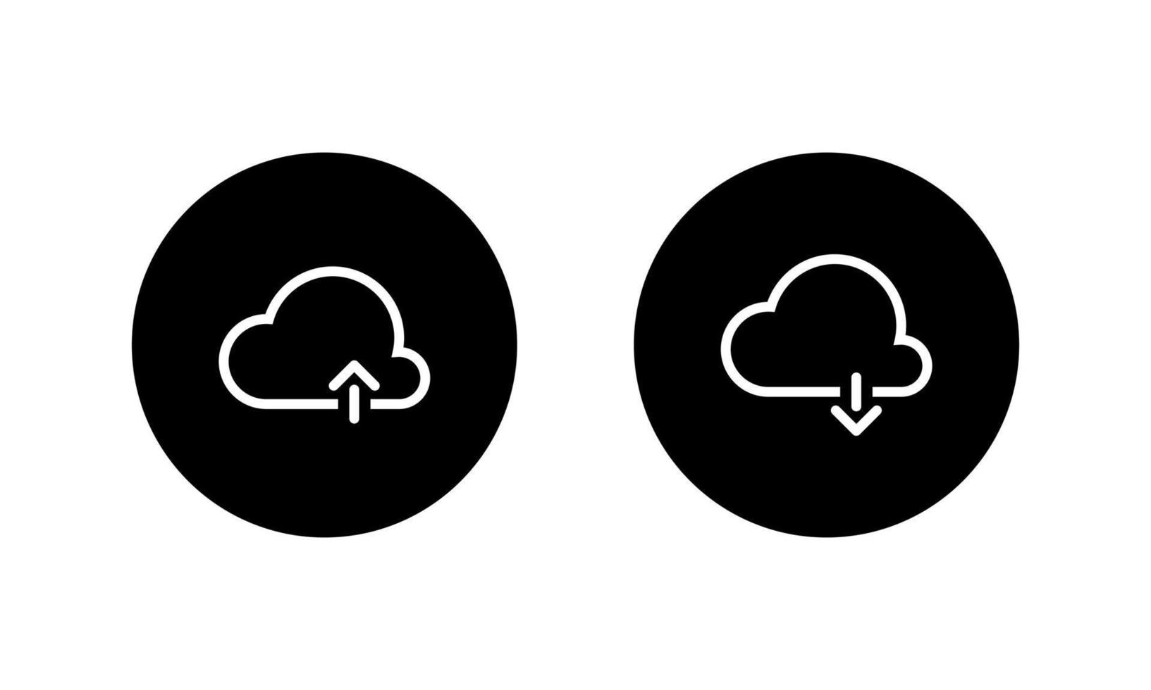 Cloud Upload Download Icon Vector in Circle Shape