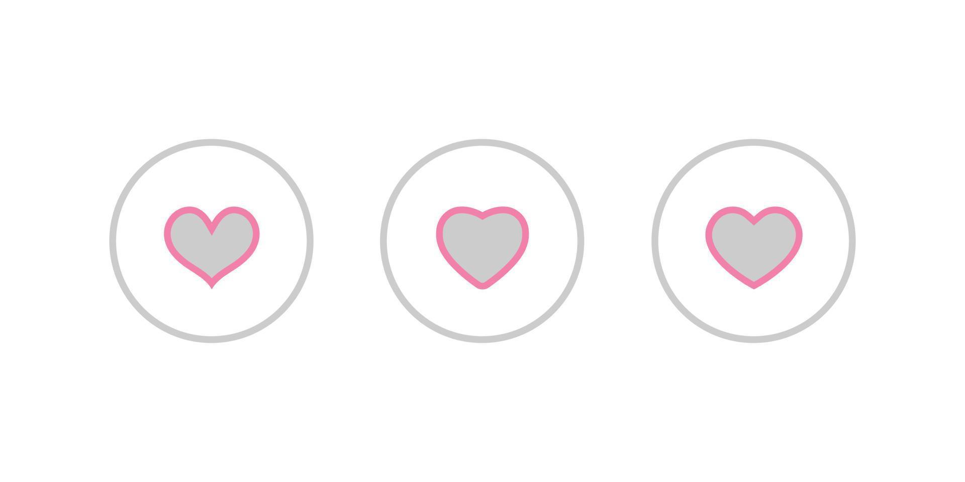 Pink Love, Heart Icon Set Collection. Vector Illustration
