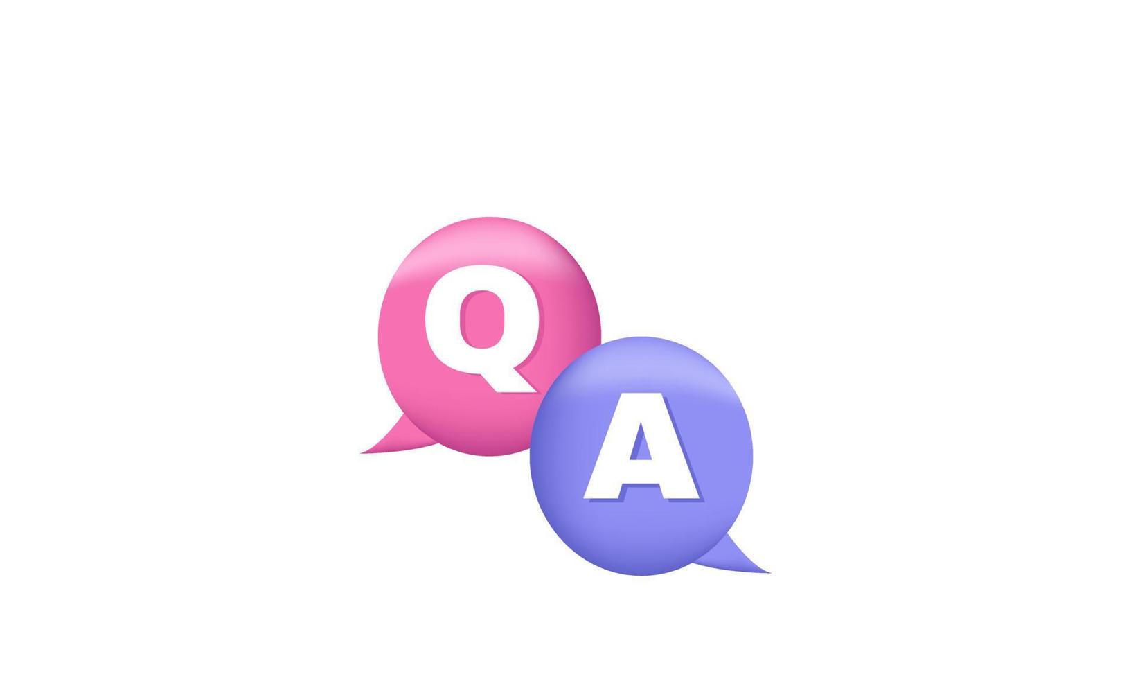 3d speech bubble q and a letters questions answers vector