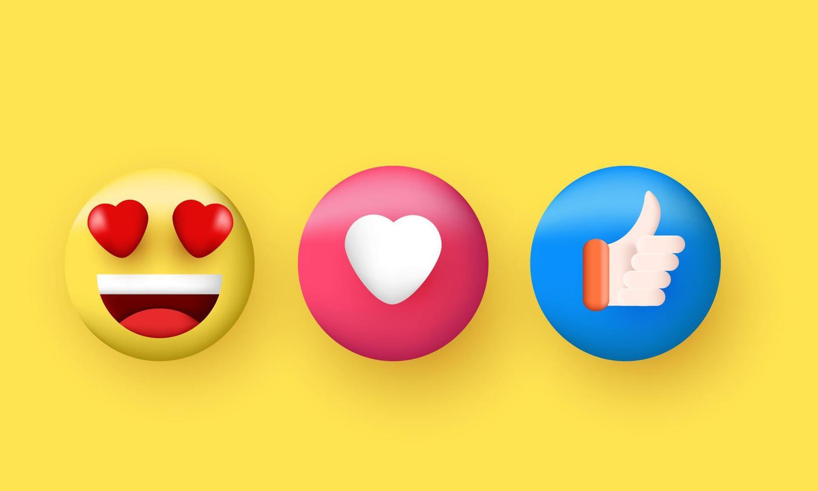 Conjunto de emoticonos emoji 3d vector aislado en