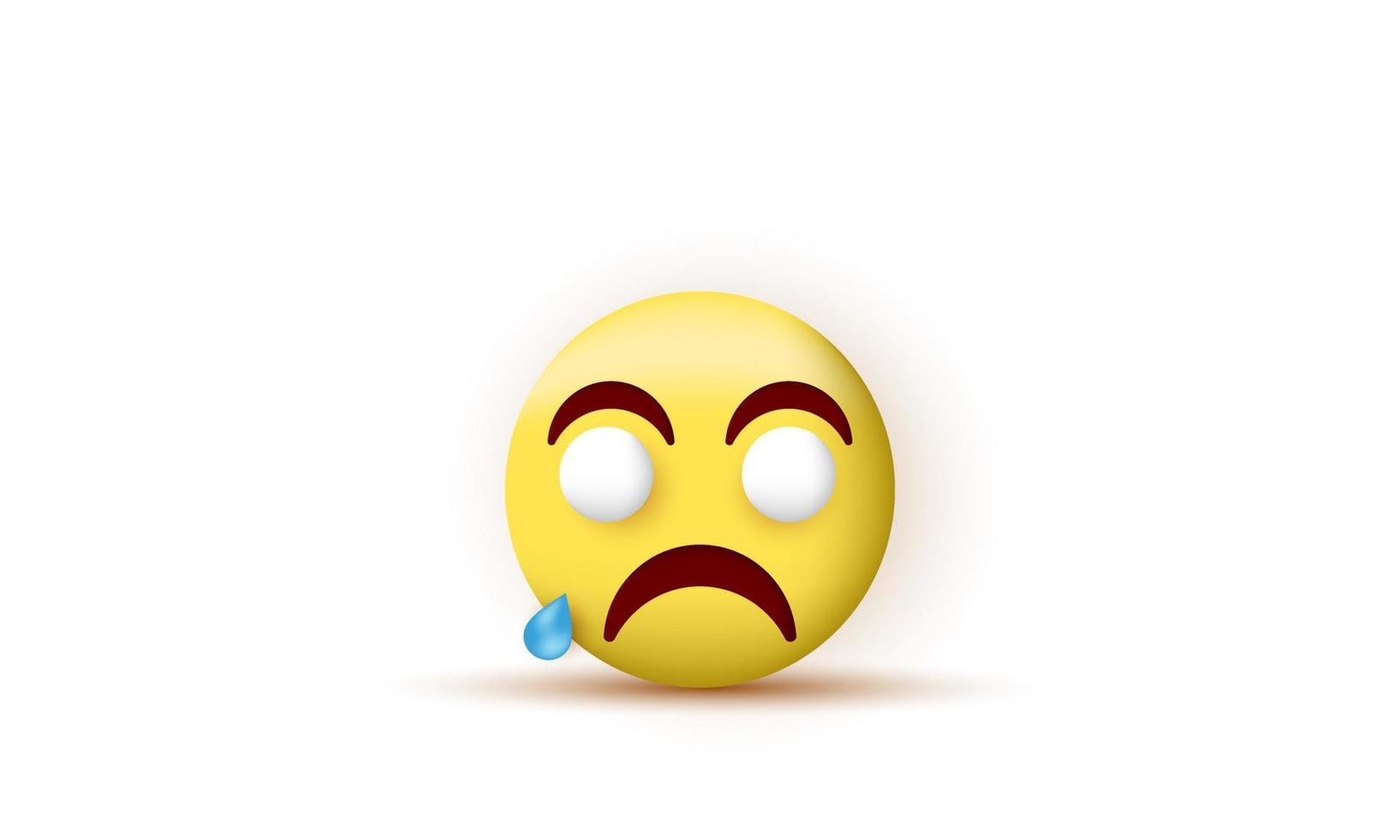3d design icon cry emoji  realistic yellow isolated on vector