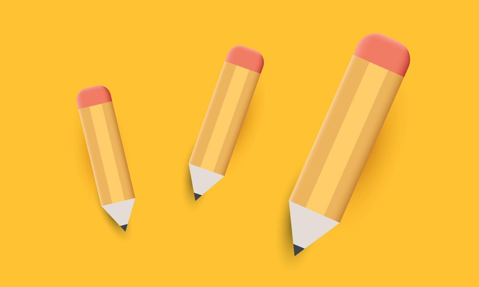 vector short yellow 3d pencil realistic isolated on