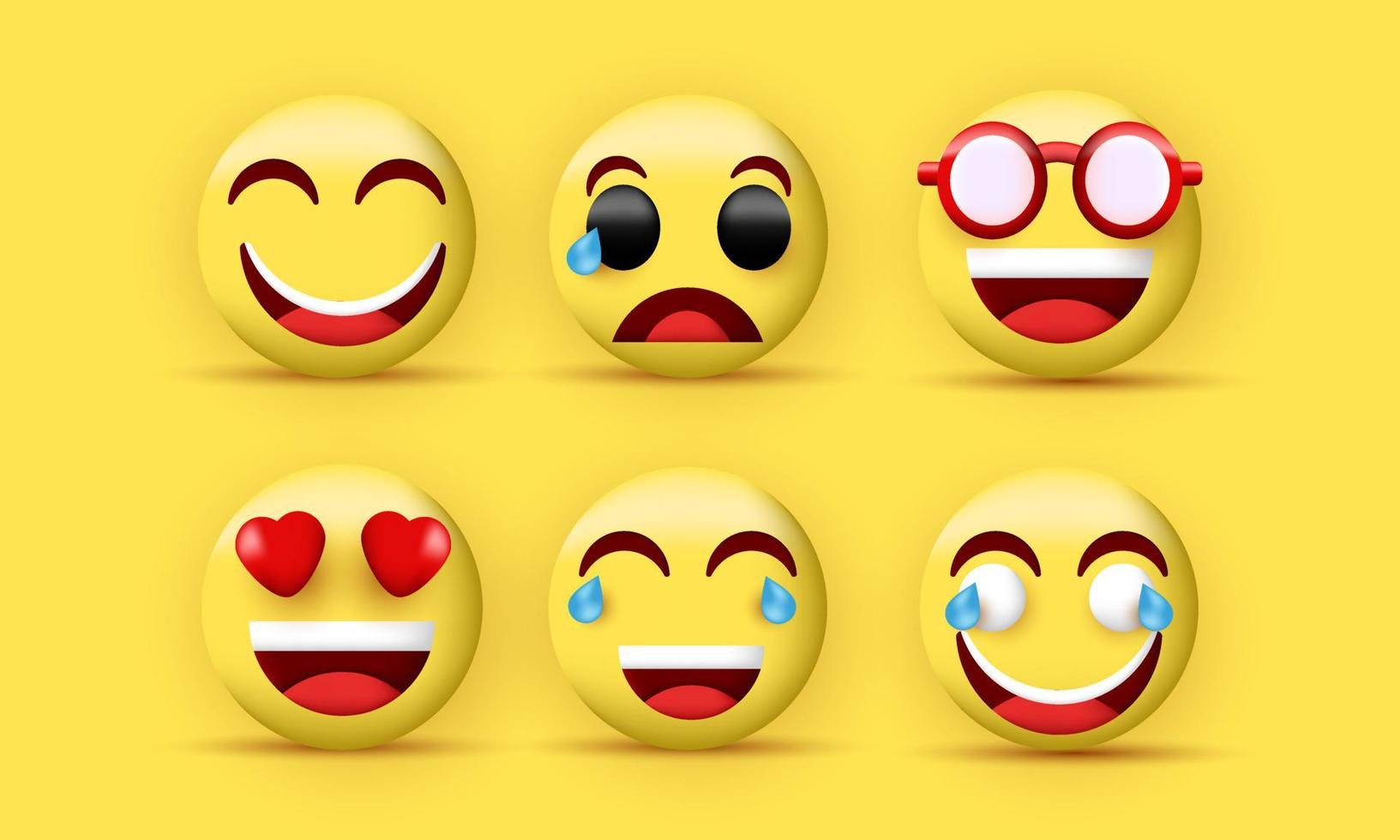 3d realistic set emoticons emoji isolated vector illustration