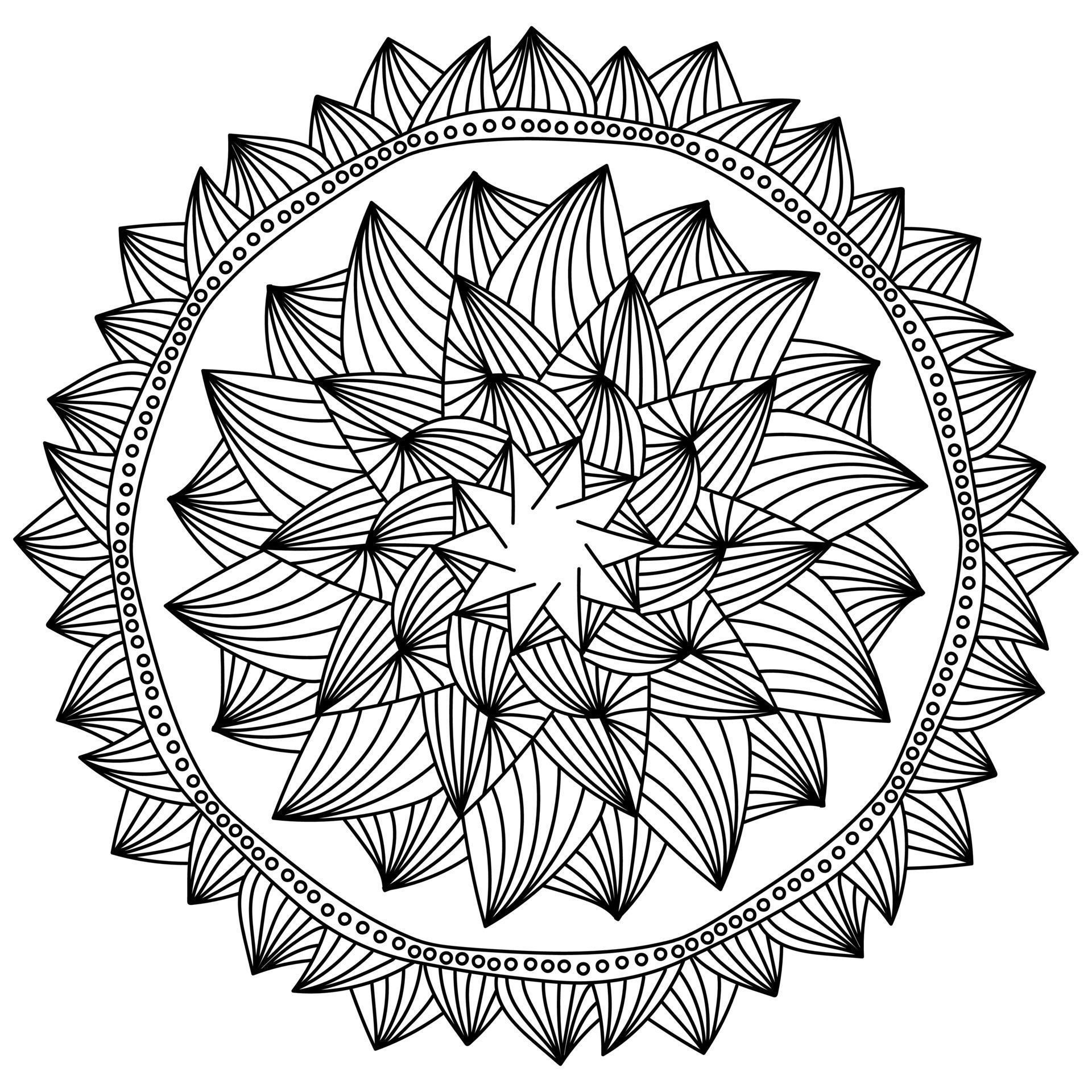 Abstract zen mandala from triangular peaks and small circles coloring