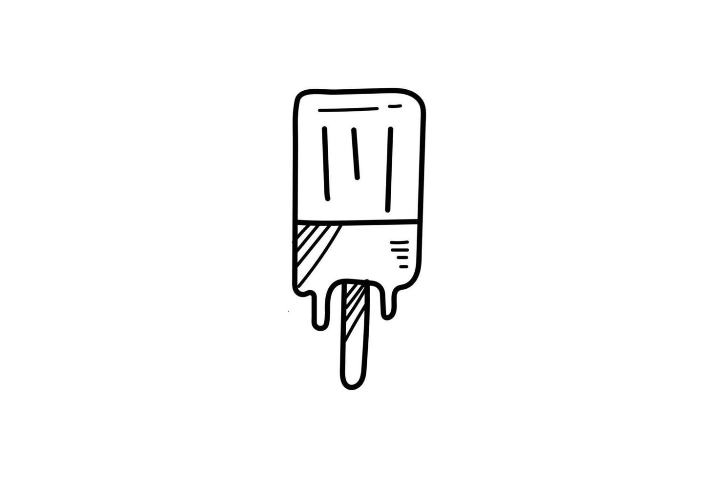cute doodle ice cream line art sticker vector