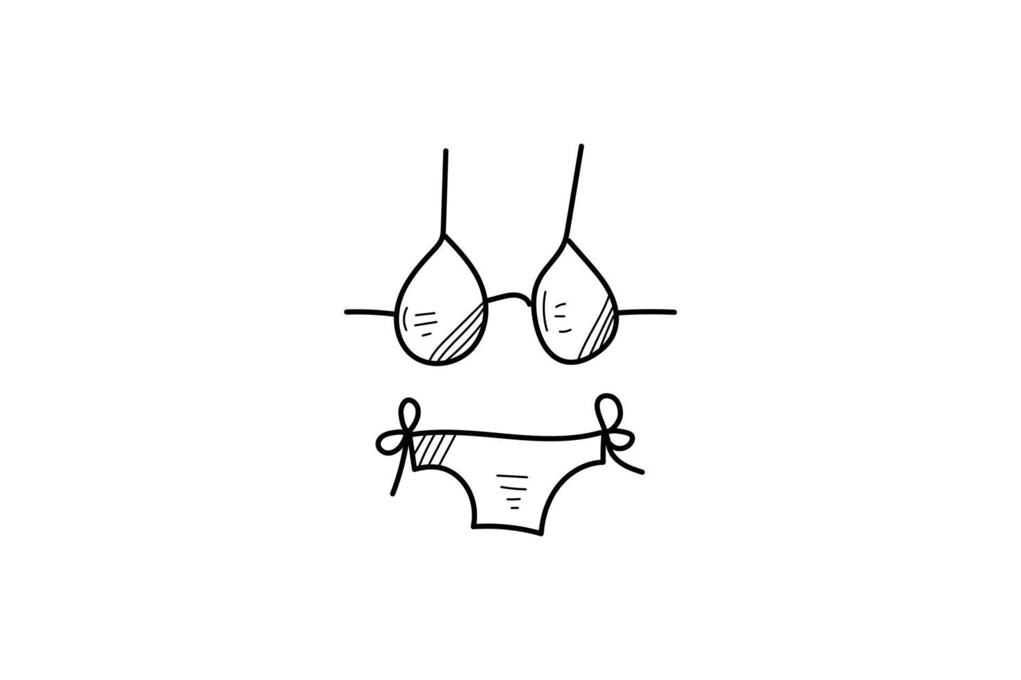 cute doodle bikini clothes line art summer vector