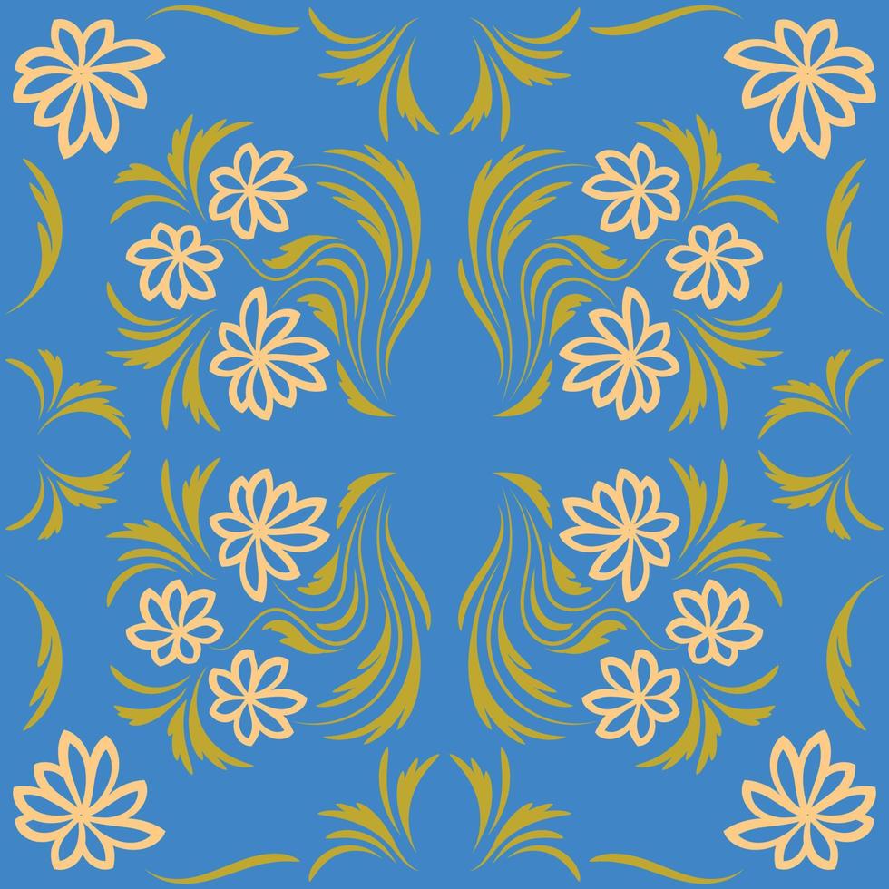 Folk flowers print Floral pattern Ethnic art vector