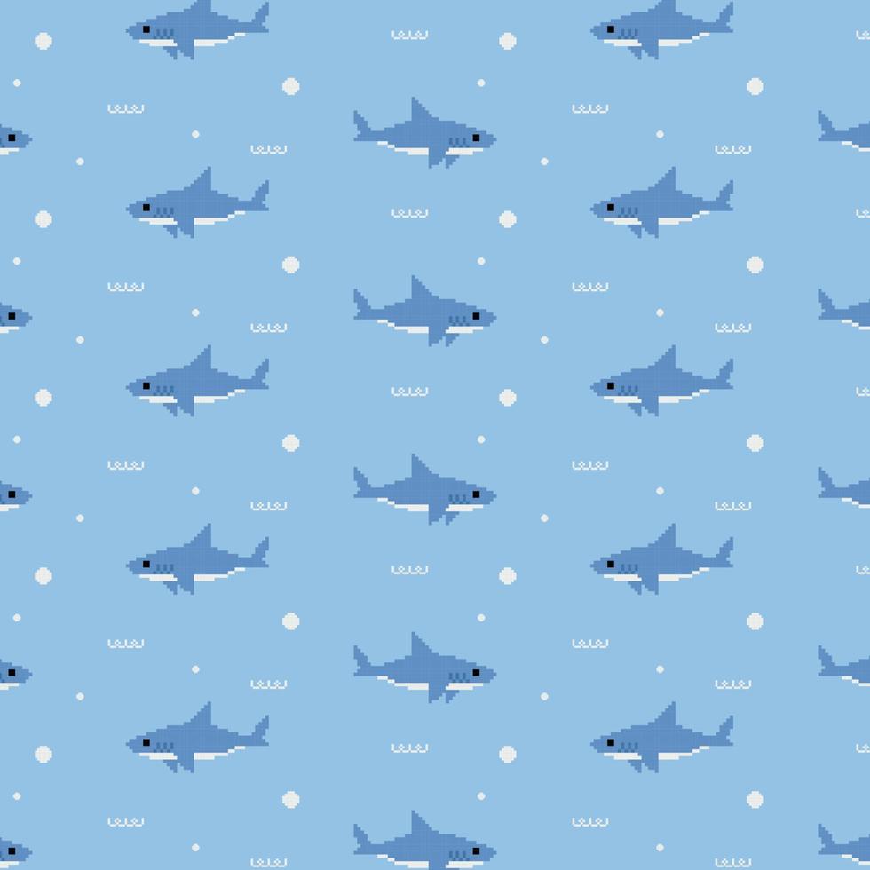 cute shark pattern background vector