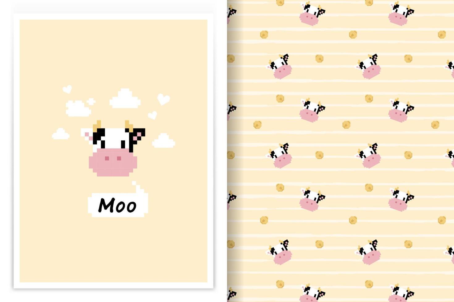 cow pattern pixel art style vector