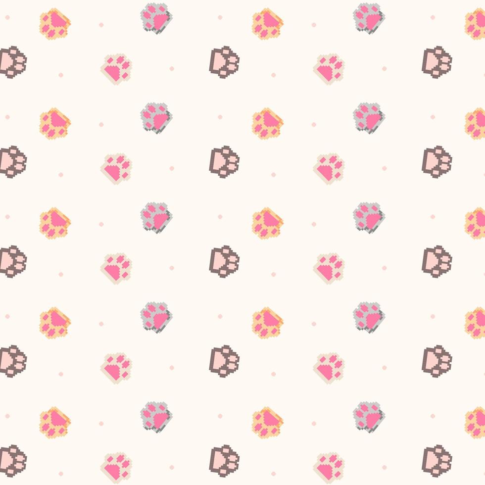 cat paw pattern pixel art vector