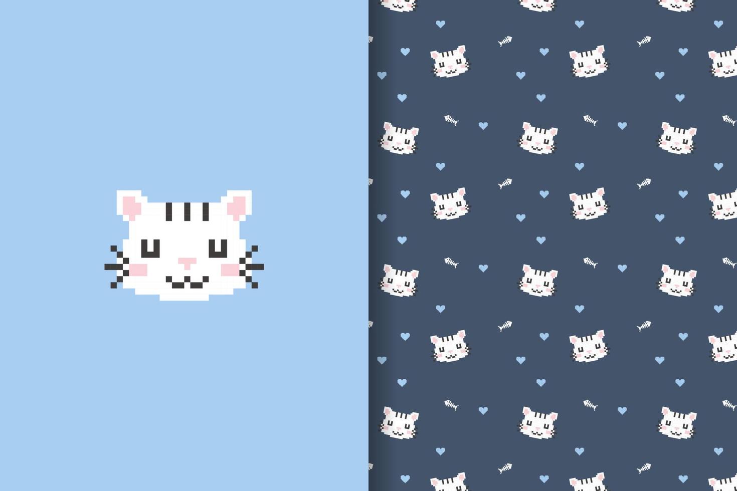 cute cat pattern pixel art vector