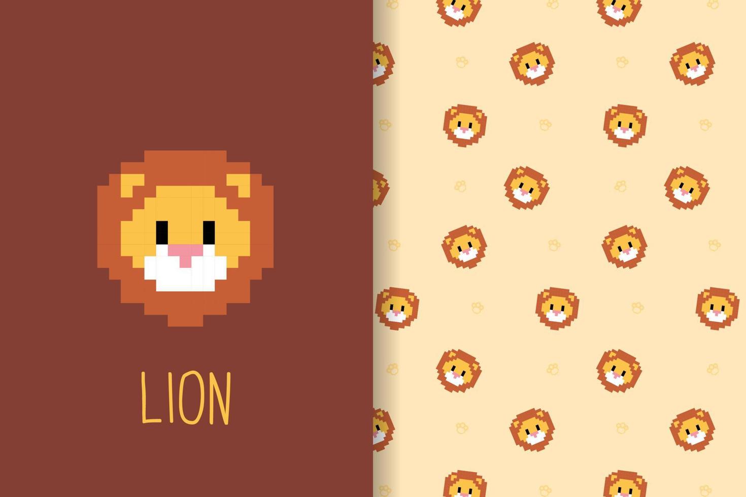 león patrón vector pixel art