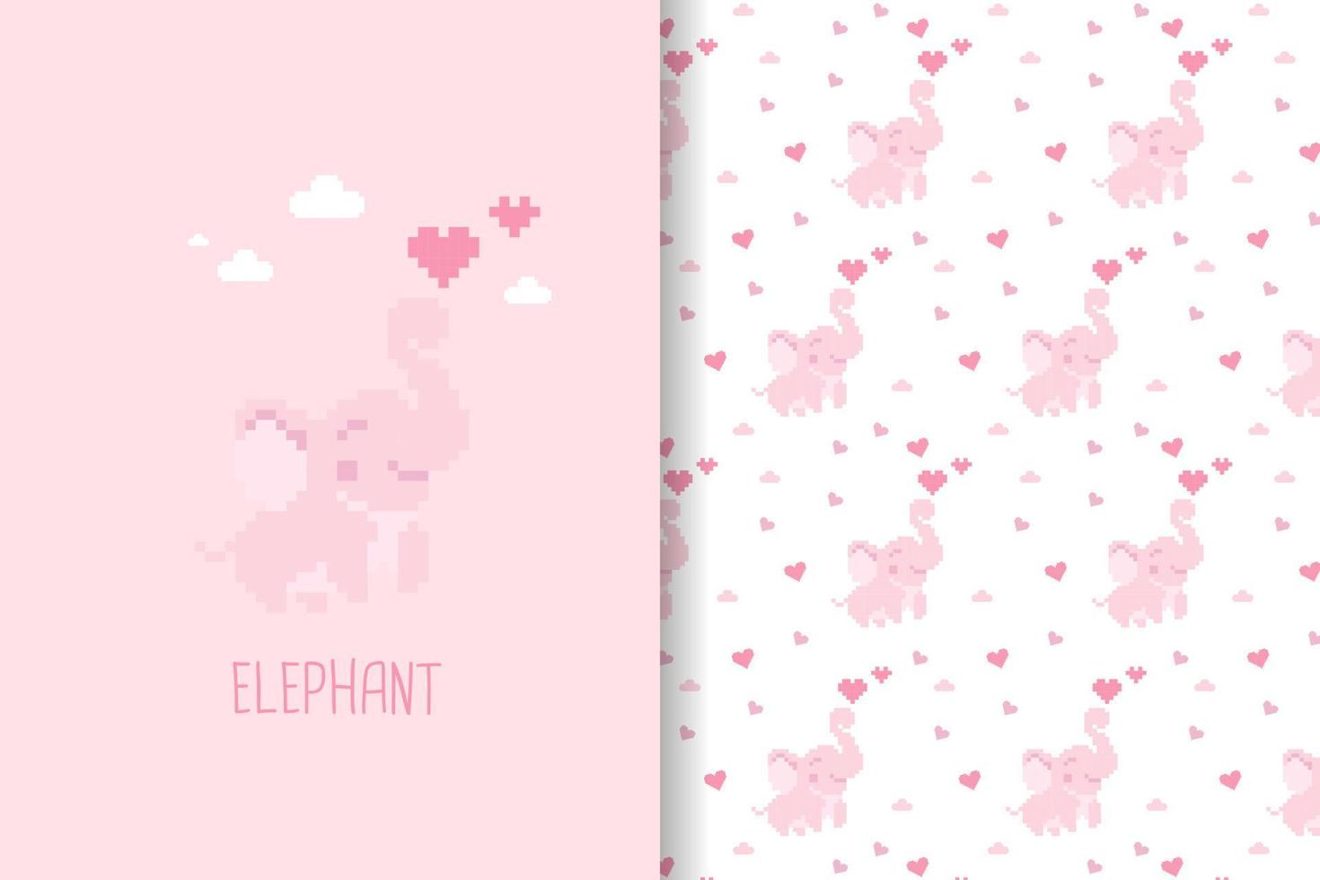 patrón de elefante con fondo rosa vector