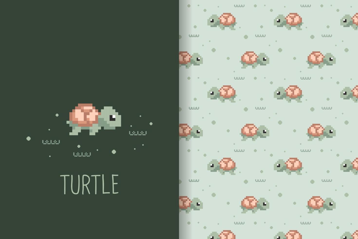 turtle pattern pixel art style vector