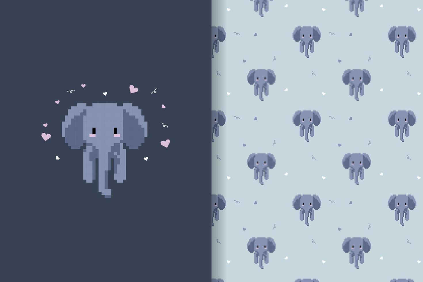 elefante patrón pixel art vector