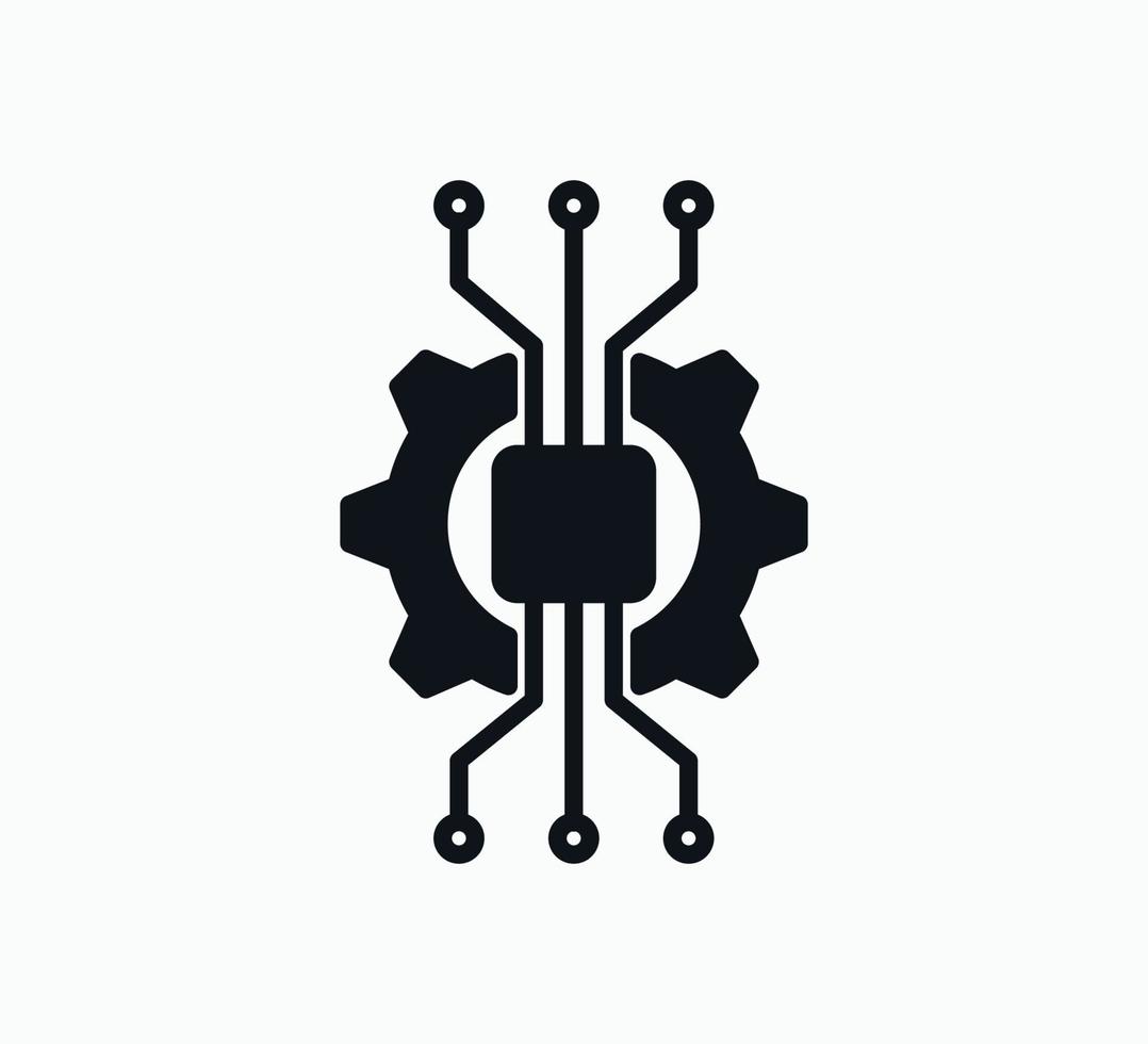 Gear and chip icon vector design template