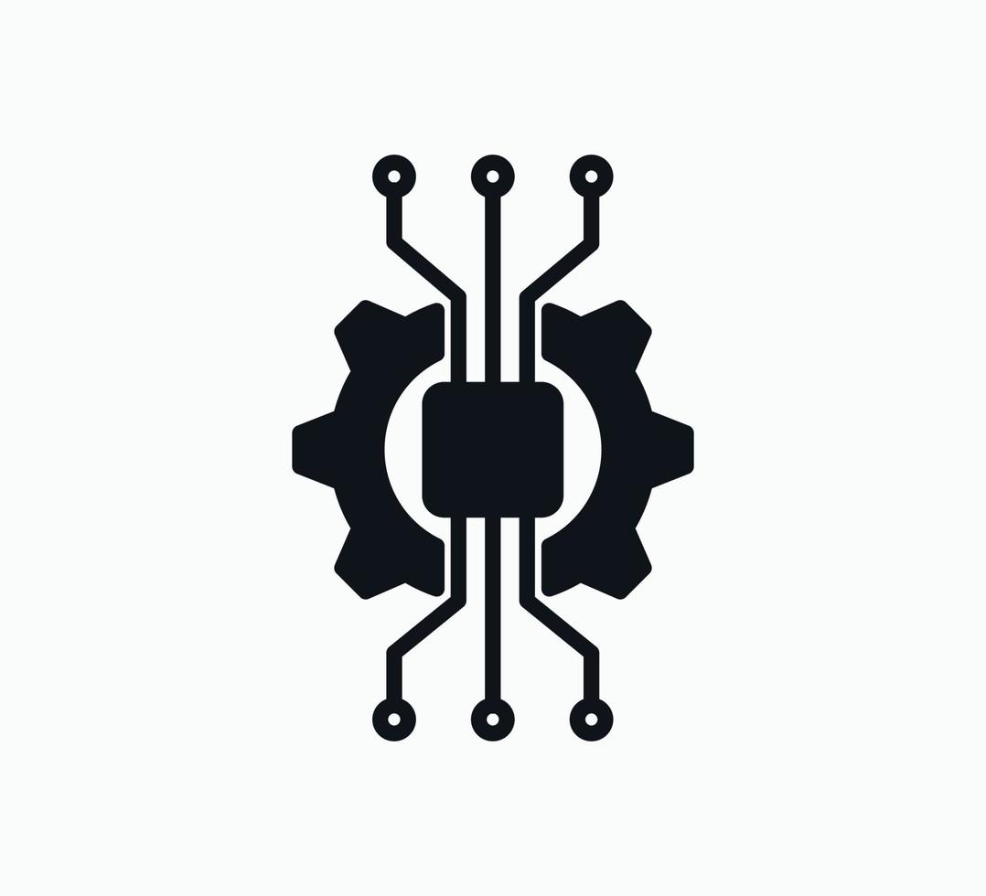 Gear and chip icon vector design template