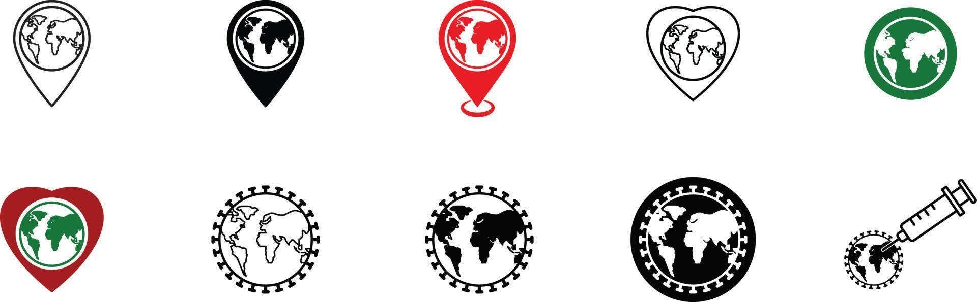 Globe leaf icon vector logo design template