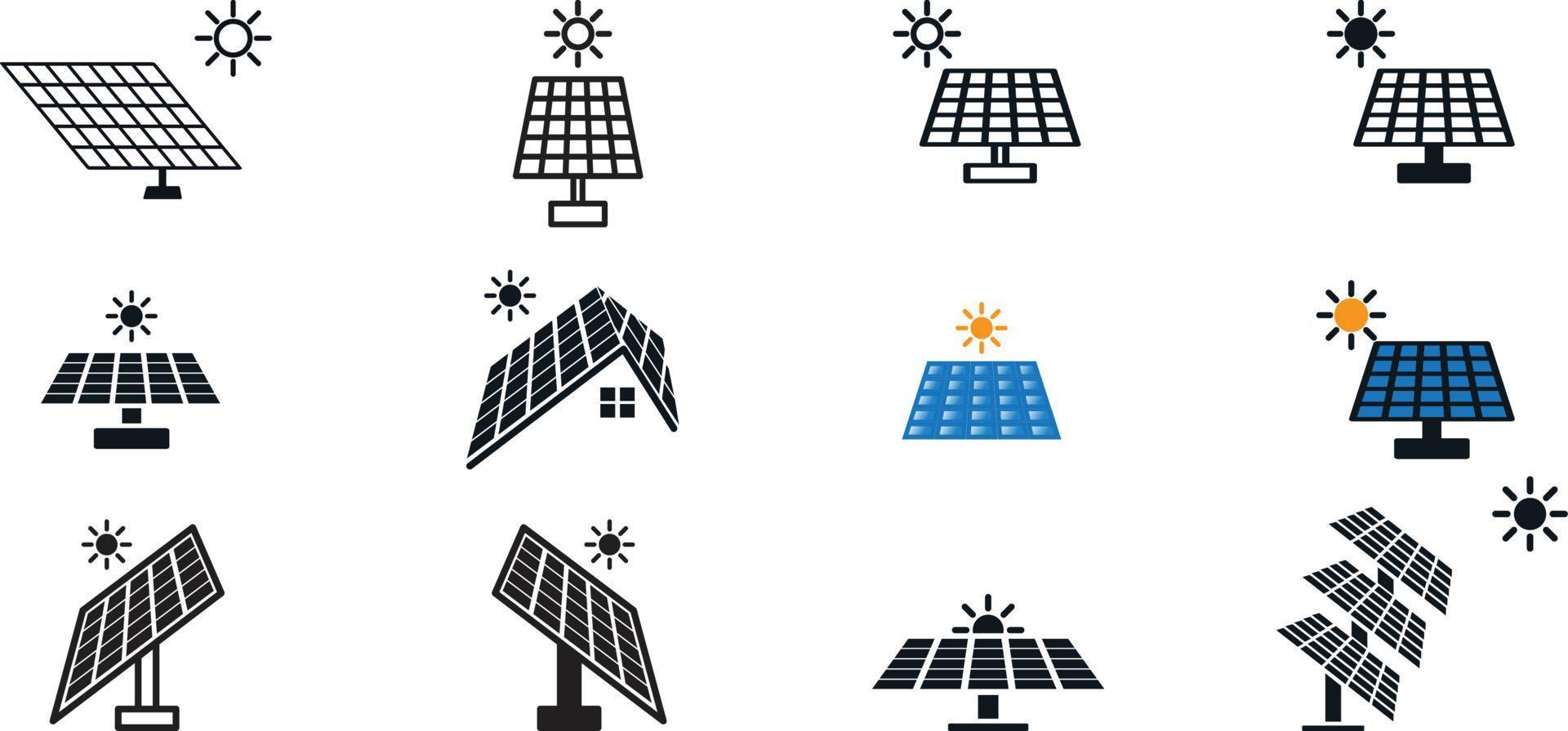 solar cell icon vector logo design template