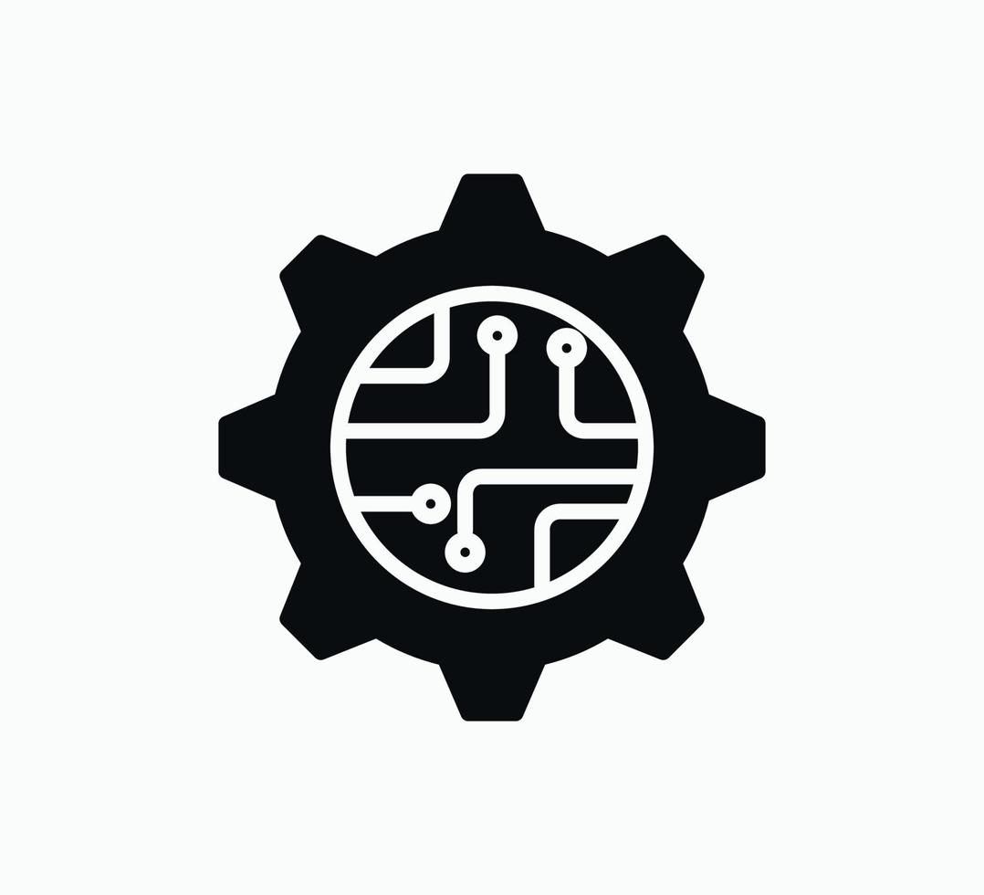 Gear and chip icon vector design template