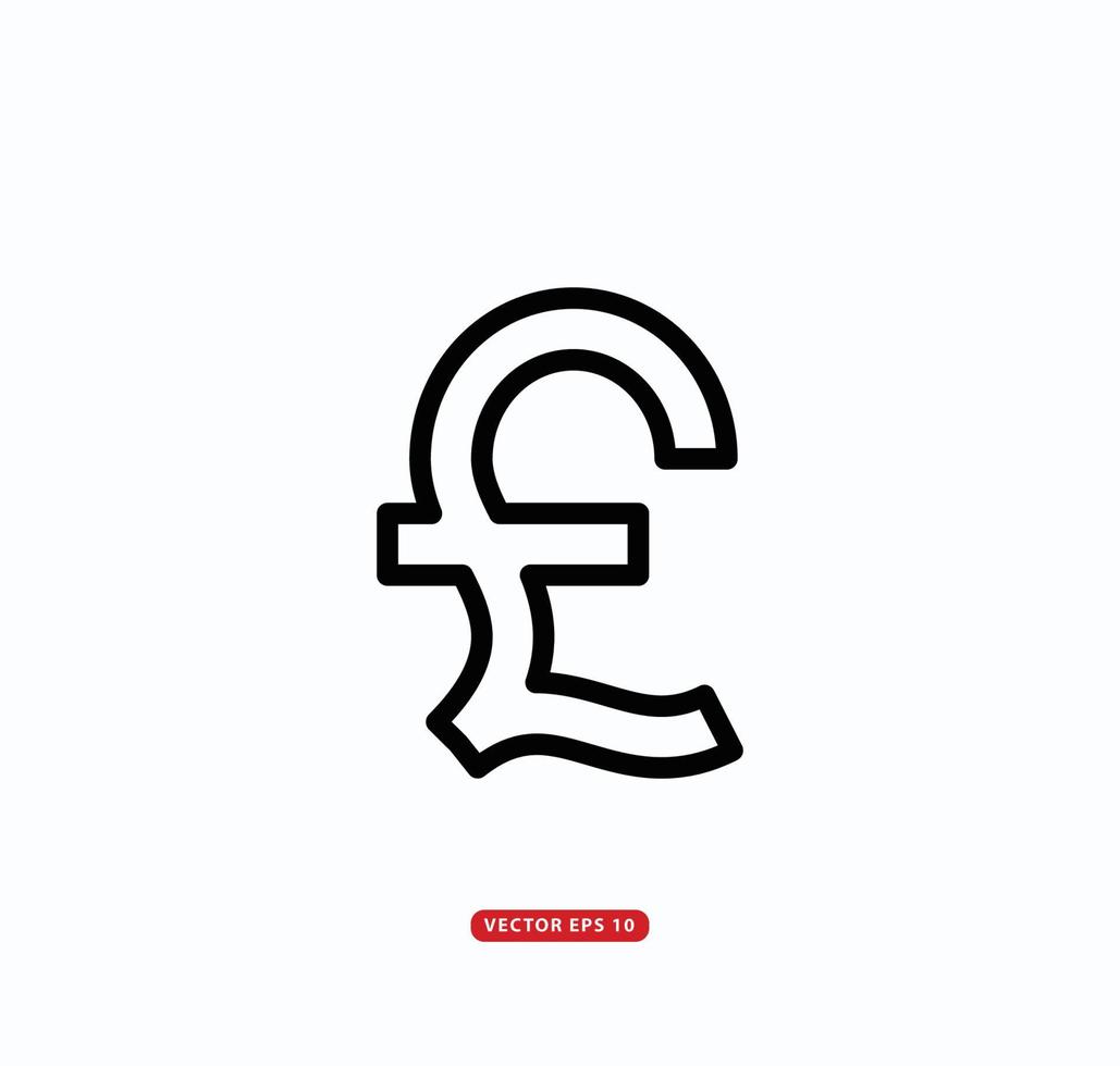 Pound sterling icon vector logo template flat style