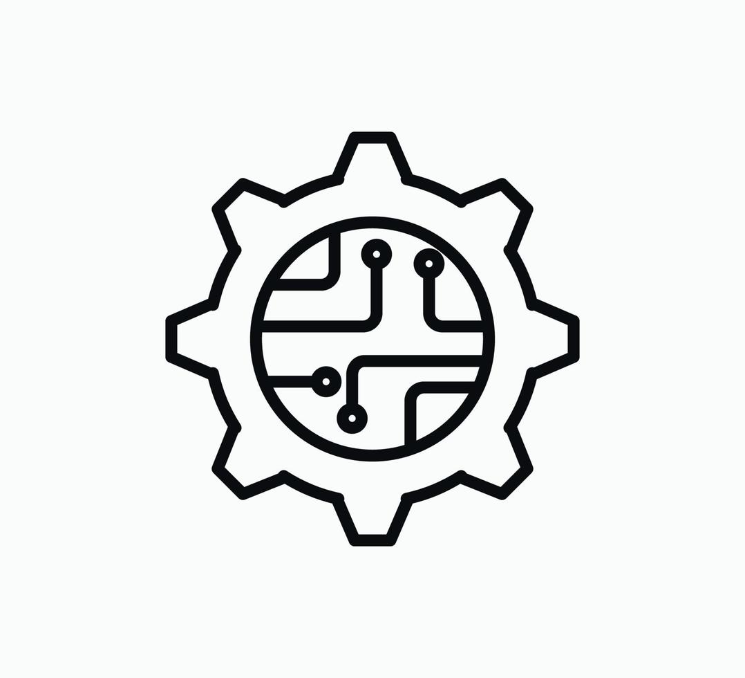 Gear and chip icon vector design template