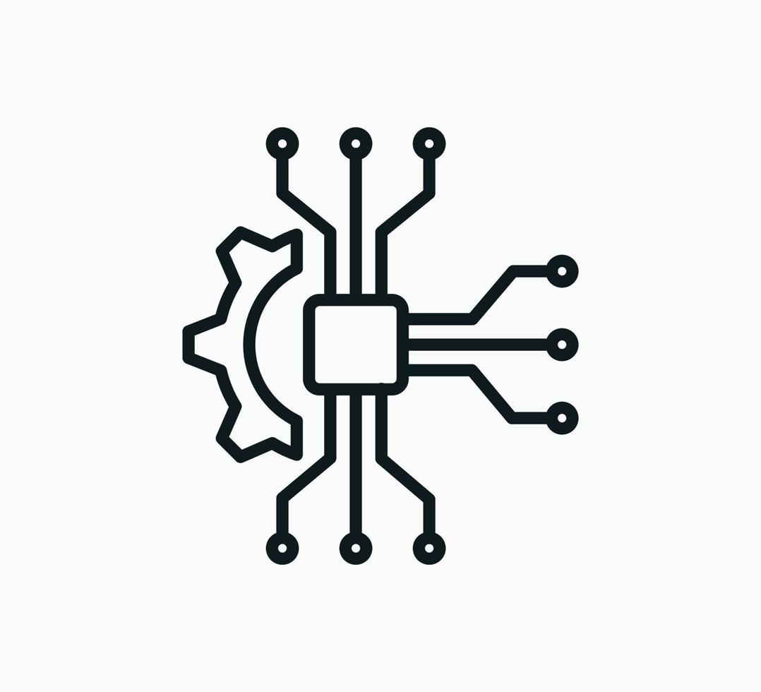 Gear and chip icon vector design template