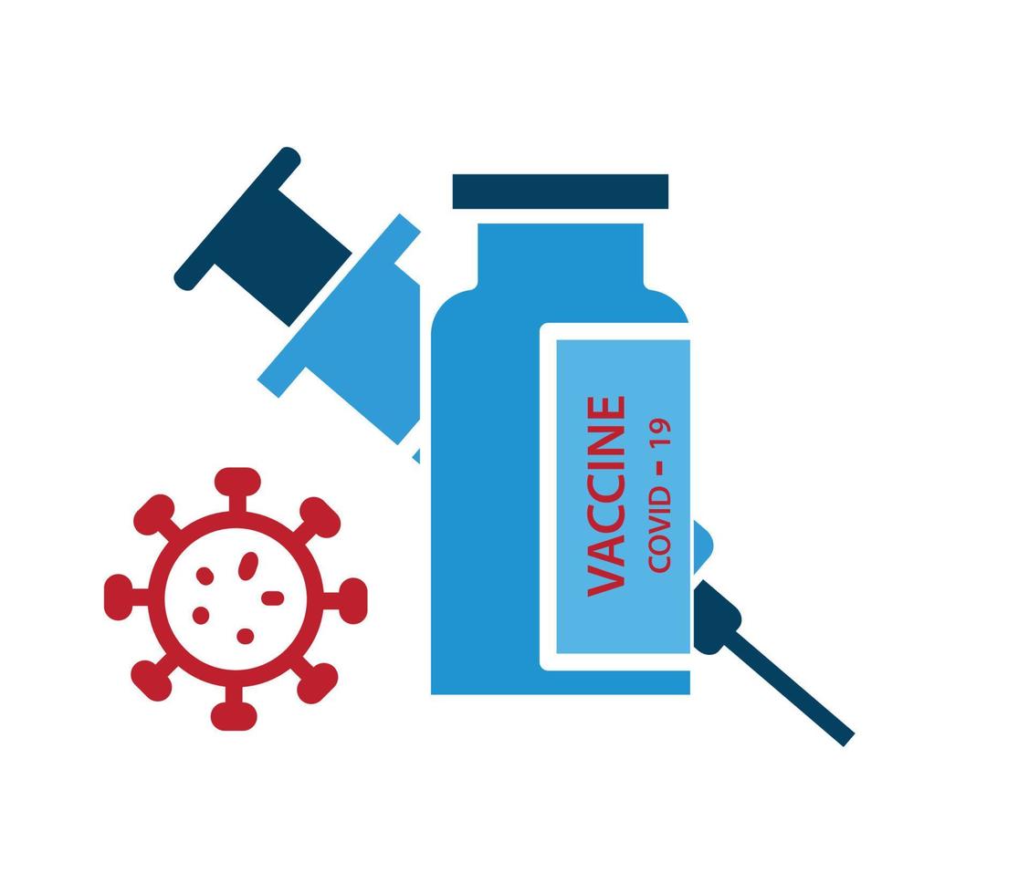 Syringe and vaccine icon flat style illustration vector
