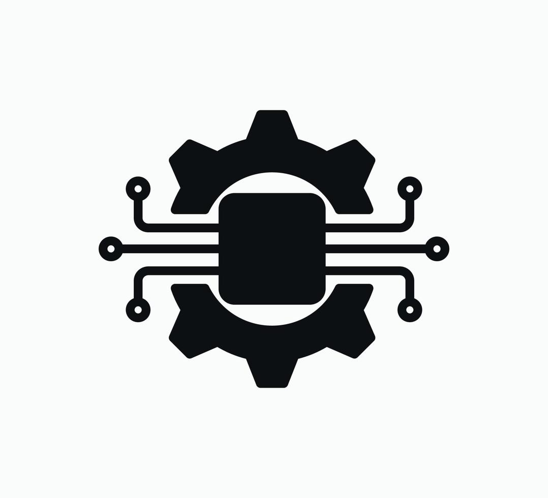 Gear and chip icon vector design template