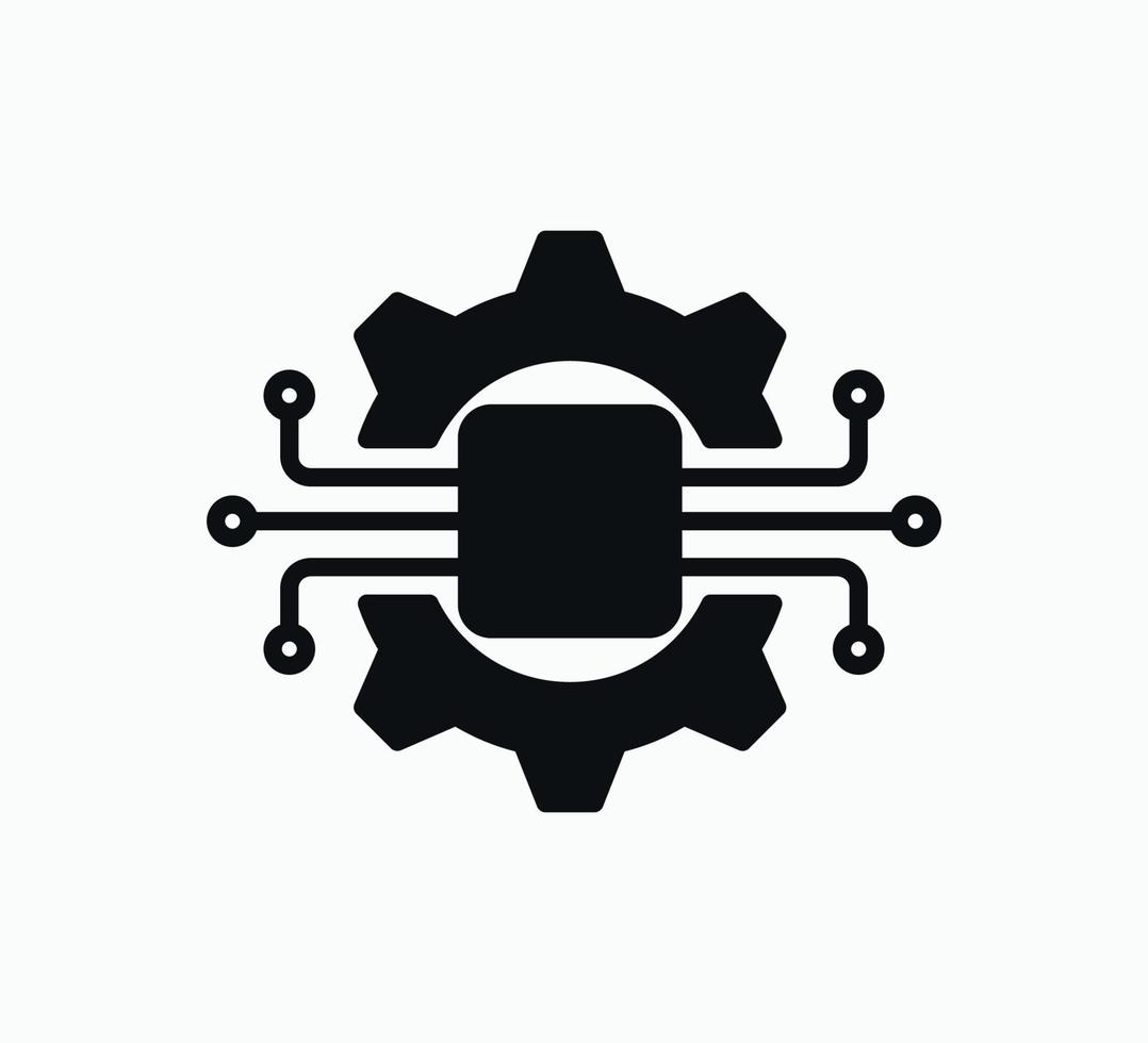 Gear and chip icon vector design template