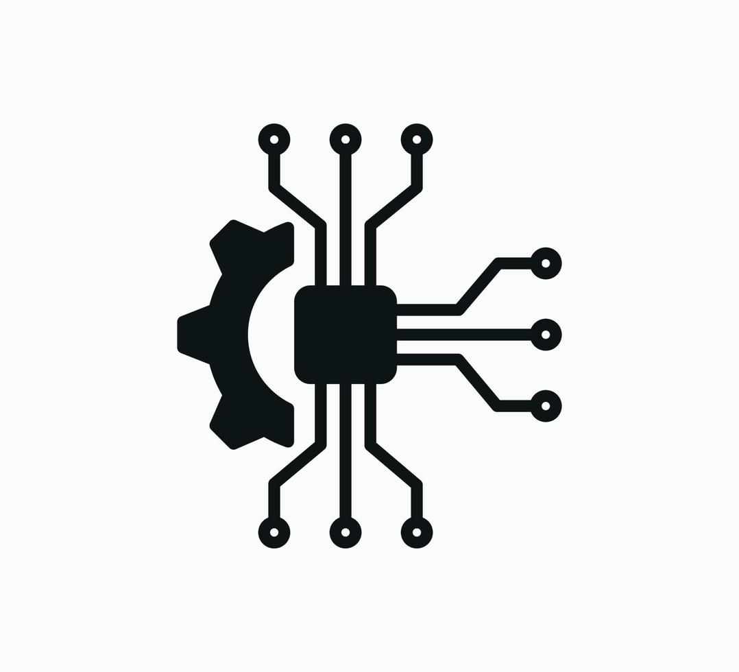 Gear and chip icon vector design template