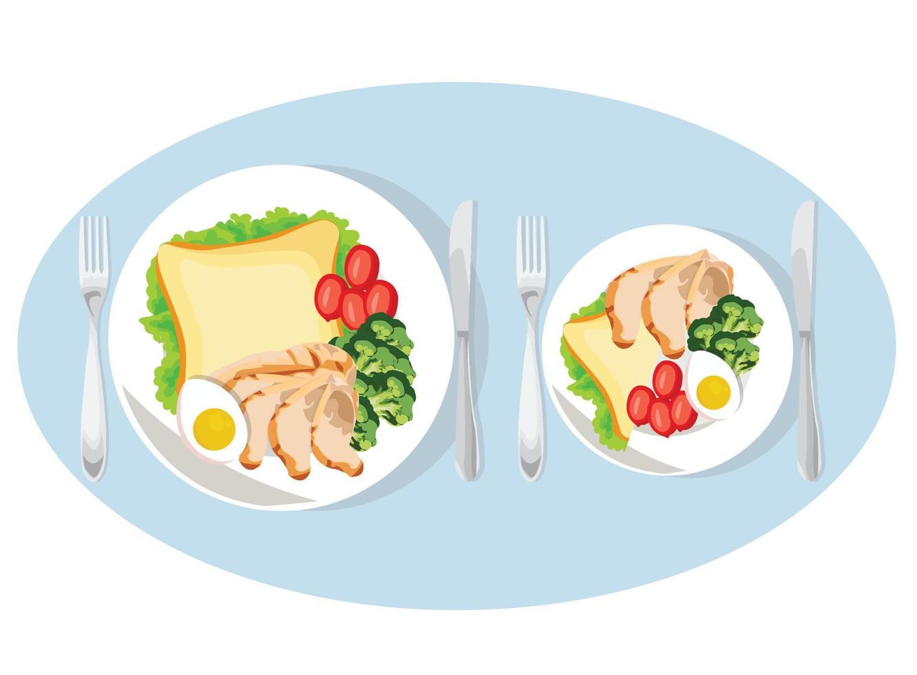 Diet weight loss concept. Smaller plates for weight loss vector