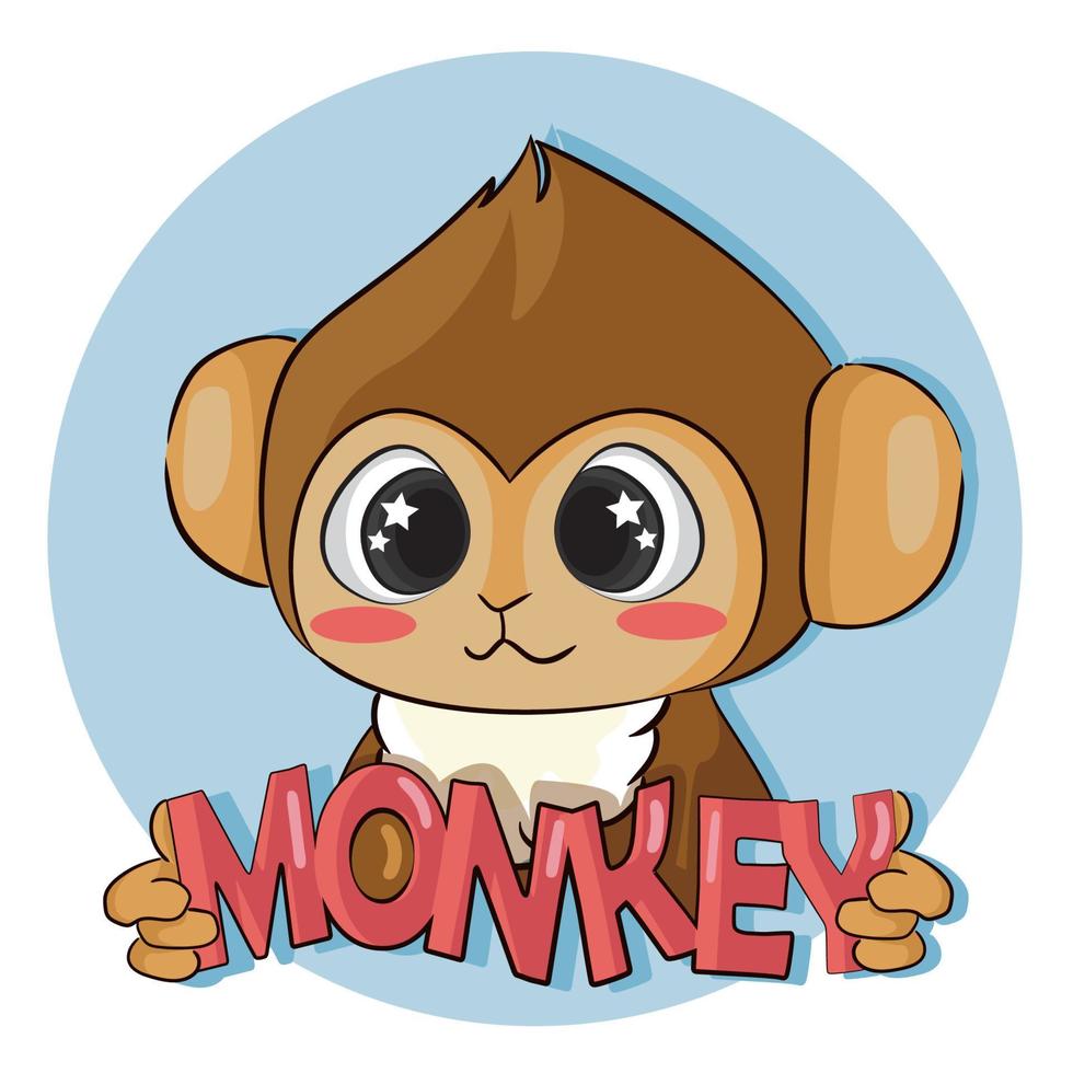 Cartoon baby monkey Flat design kids toy style vector