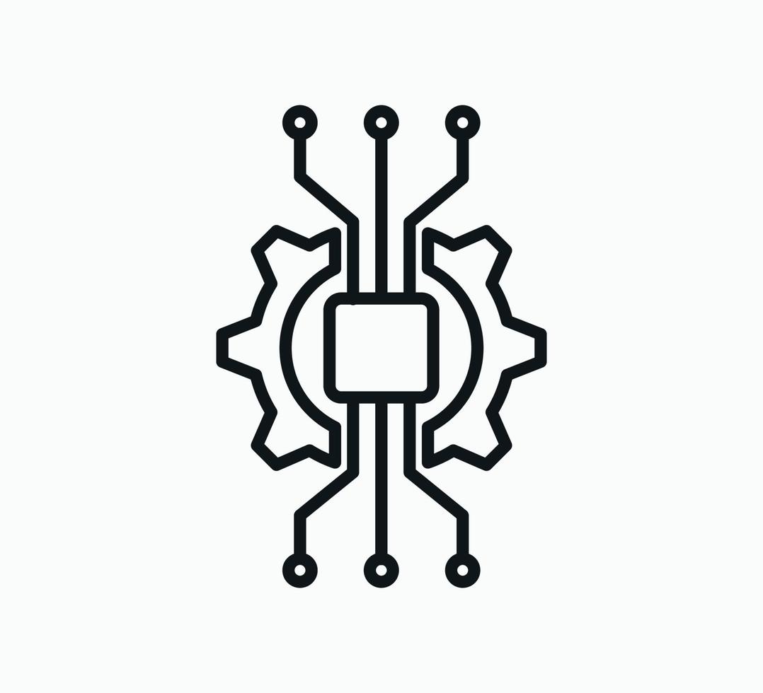 Gear and chip icon vector design template