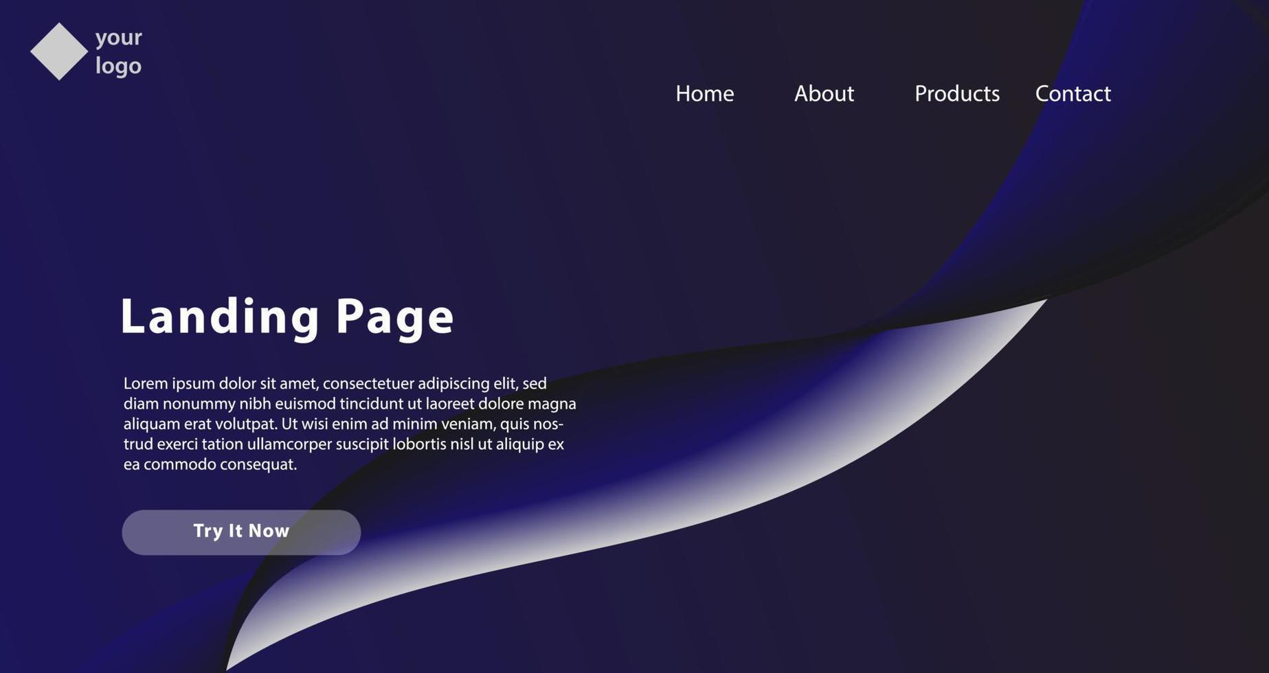 Landing page, Web header background with gradient line wave vector