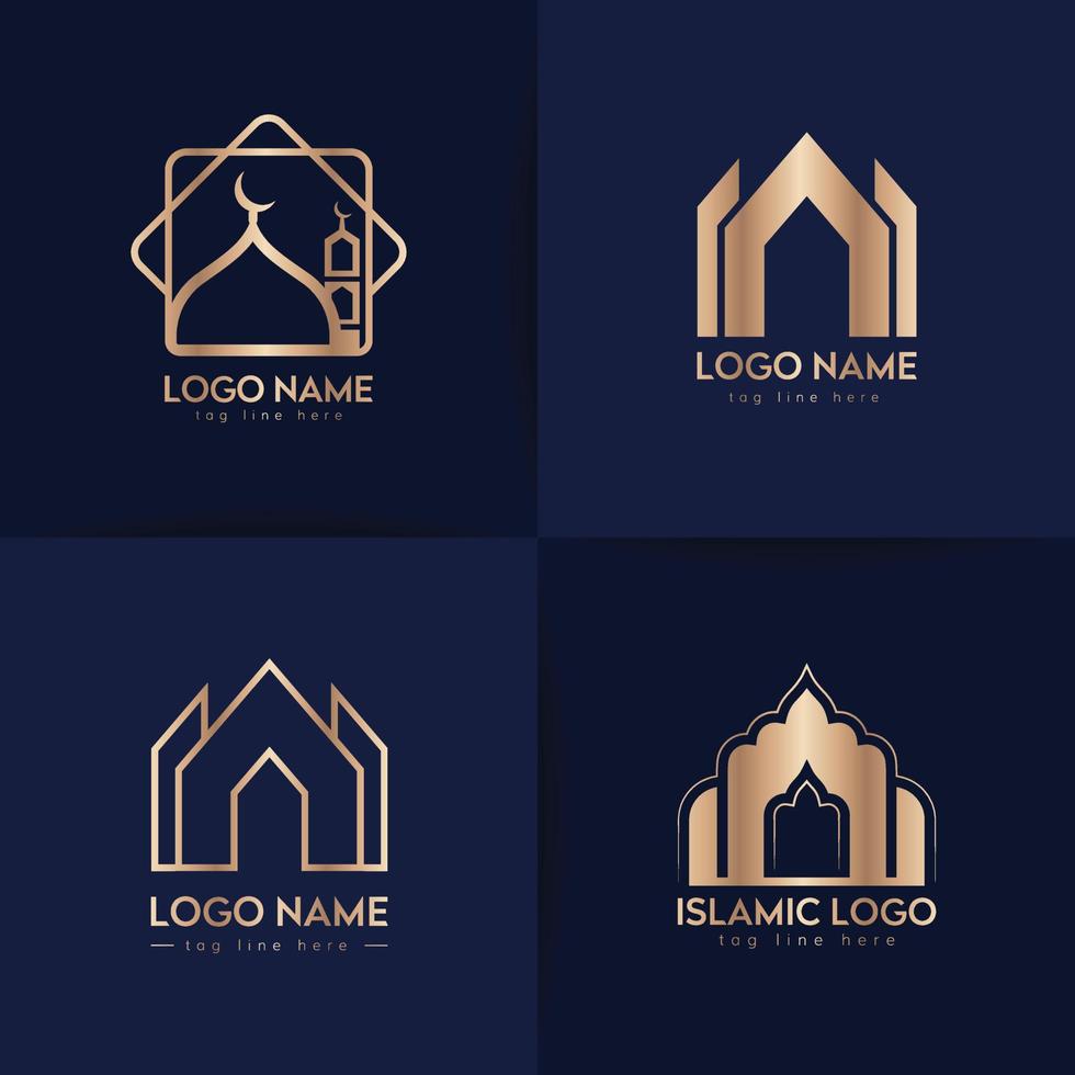 Islamic luxury minimal unique logo collection with premium vector