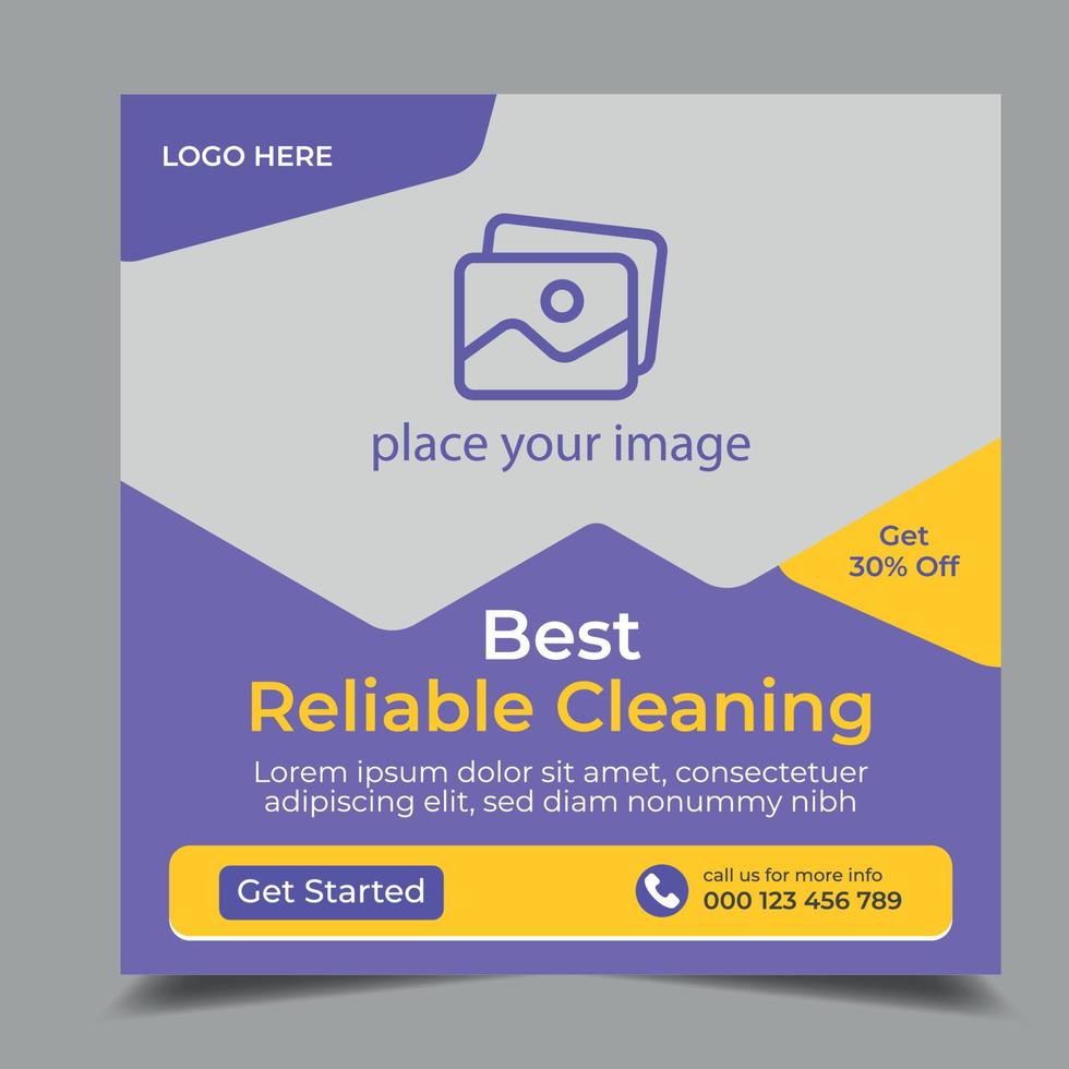 Best cleaning service for web banner template and home cleaning business marketing social media post banner layout vector