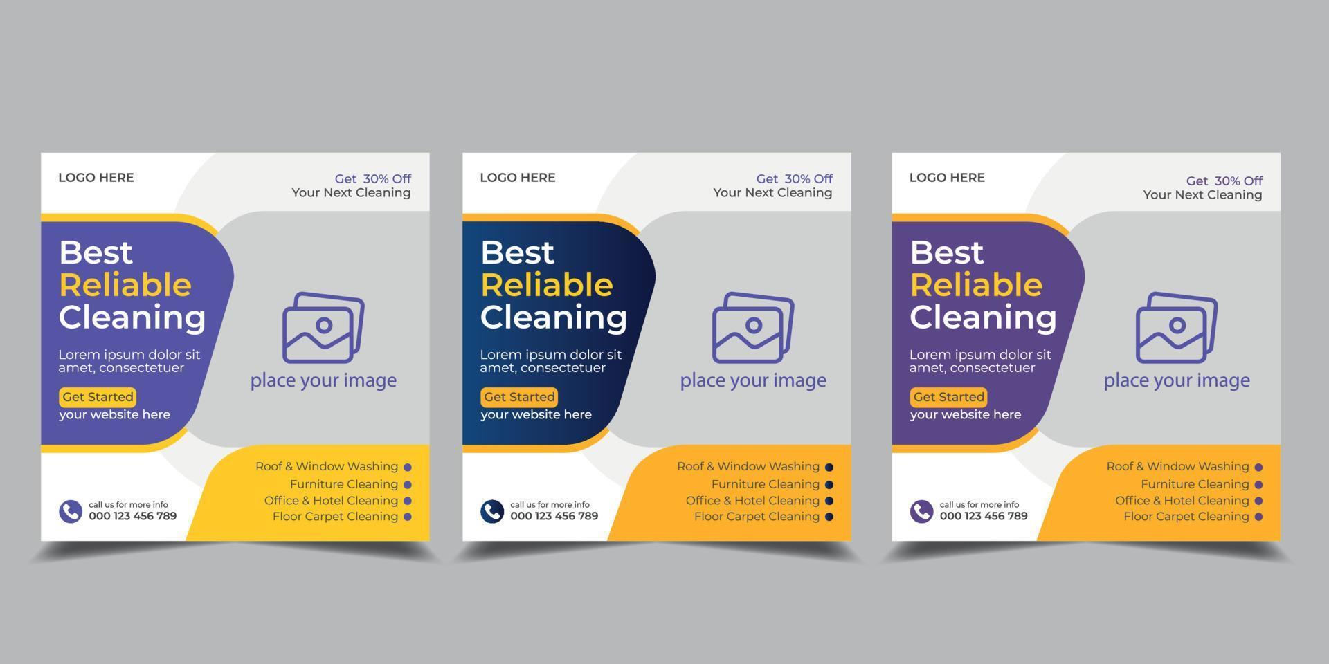 Best cleaning service for web banner template and home cleaning business marketing social media post banner layout vector
