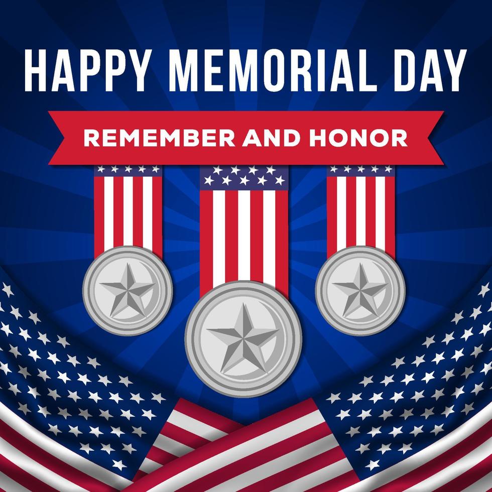 memorial day illustration greeting card vector