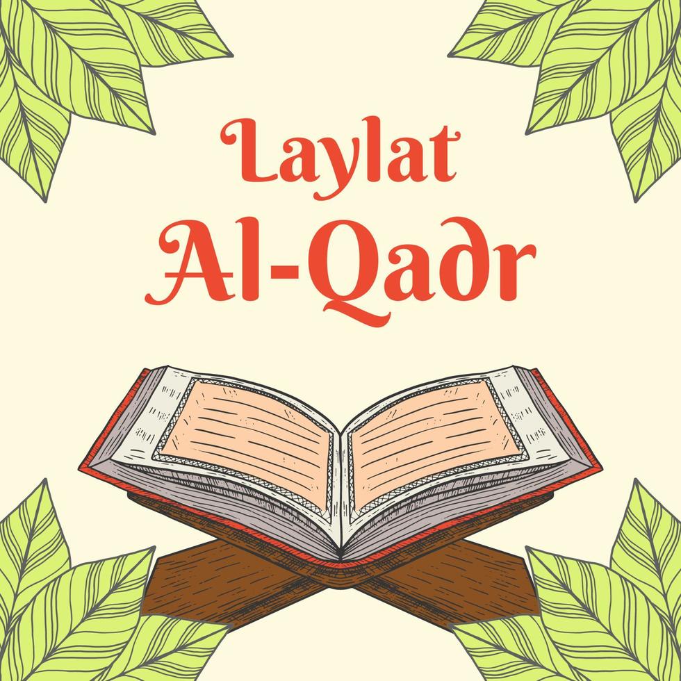 hand drawn laylat al-qadr illustration greeting vector