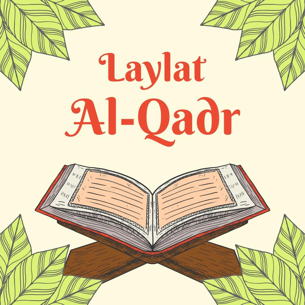 dibujado a mano laylat al-qadr ilustración saludo vector