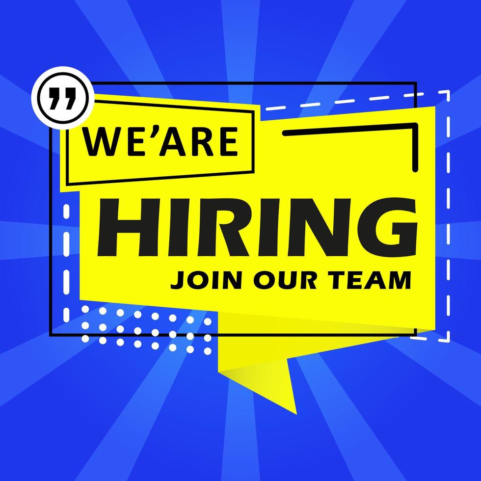 we are hiring job vacancy yellow banner flyer social media post template vector